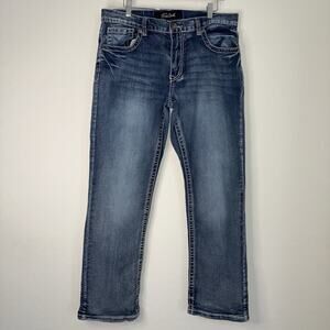 True Luck Men's Jeans Straight Leg Medium Wash Western Cowboy Sz 34x32 (34/30)